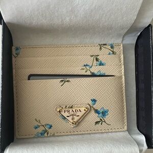 Prada Printed Saffiano leather card holder NWT